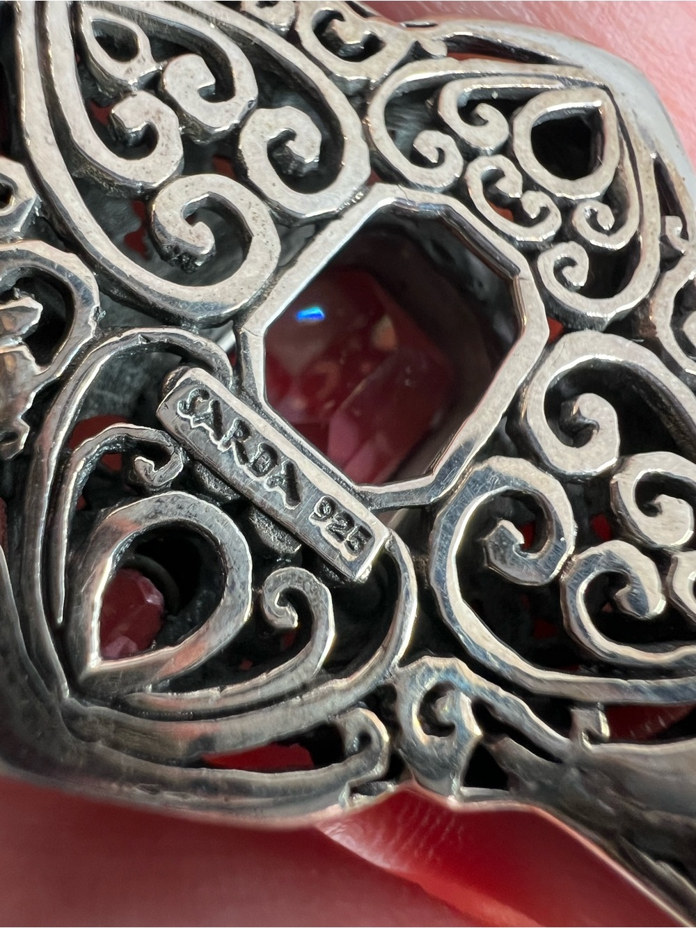 Stunning SARDA Sterling silver cuff bracelet with purple pink crystals - Picture 8 of 15